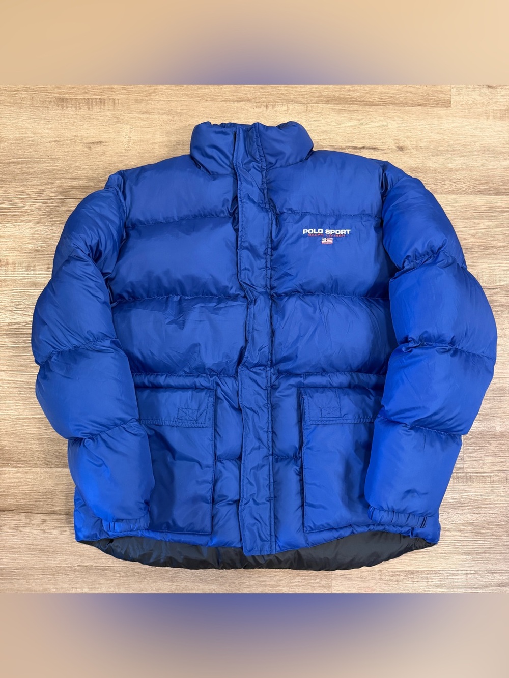 Vintage Polo Sport Ralph Lauren Jacket Mens Large Blue Down Puffer